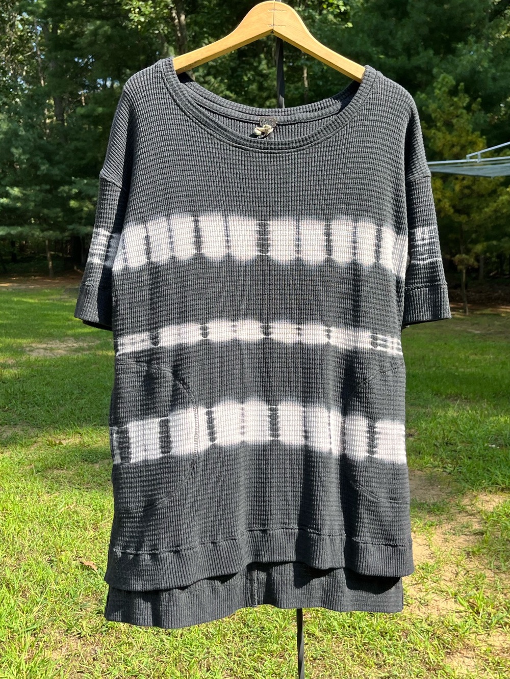 Free People We The Free Boho Tie Dye Knit Tunic Top Size S Gray Surfer Beach
